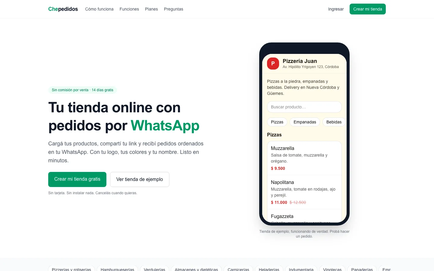 Portada del sitio chepedidos.com